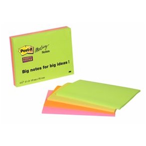 3M Post-it super Sticky notes - 98,4x149 - Meeting - 4 neonfarver - 45 blade pr. blok - 4 stk.