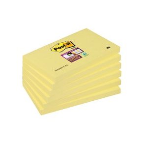 3M Post-it super Sticky notes - 76x127 - gul - 90 blade Pr. blok - 6 stk.