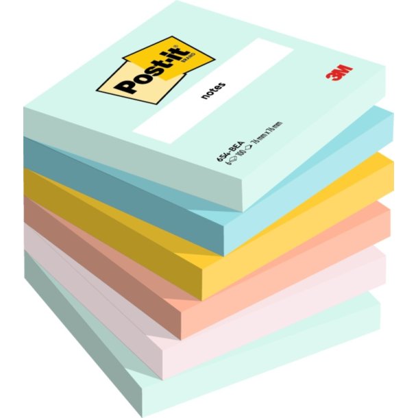 3M Post-it notes - 76x76 - Beachside - 5 farver - 100 blade pr. blok - 6 stk.