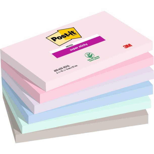 3M Post-it super Sticky notes - 76x127 - Soulful - 90 blade pr. blok - 6 stk.