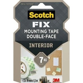 3M Dobbeltklbende tape - op til 7 kg - 19 mmx1,5 meter