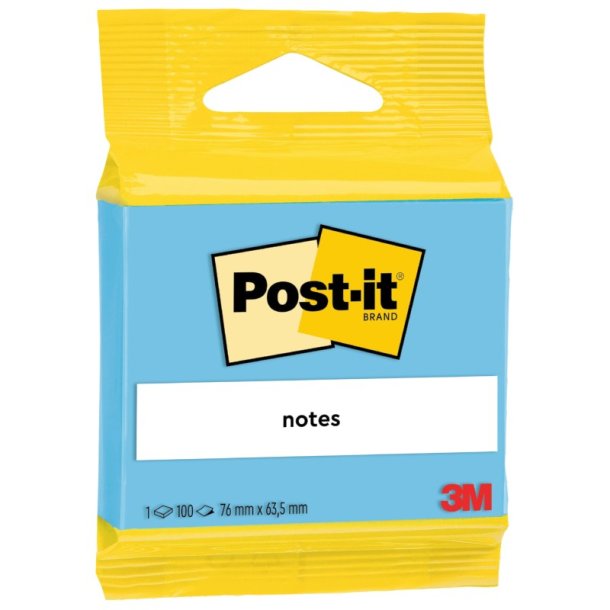 3M Post-it Notes - 63,5x76 - bl - 100 blade pr. blok - 1 stk.