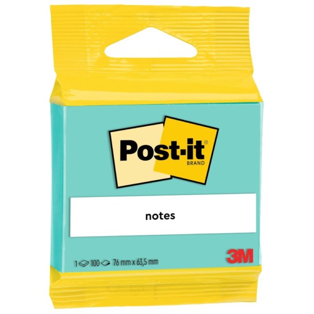 3M Post-it Notes - 63,5x76 - Grn - 100 blade pr. blok - 1 stk.