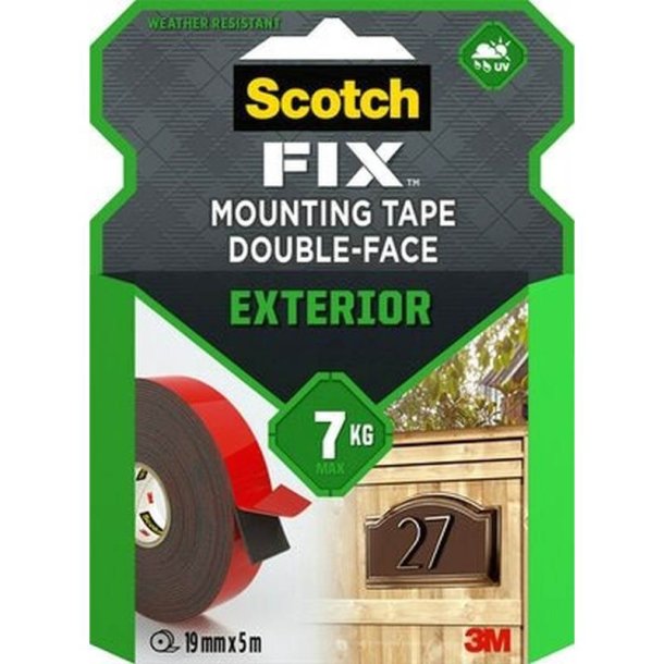 3M Scotch-Fix monteringstape - dobbeltklbende - udendrs - 19 mm x 5 m - 1 rulle