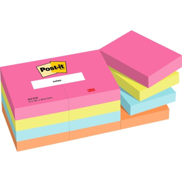 3M Post-it Notes - 38x51 -Poptimistic Cabin - Poptimistic - 4 farver - 100 blade pr. blok - 12 stk.