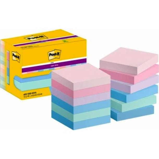 3M Post-it super Sticky notes - 47,6x47,6 - Soulful - 90 blade pr. blok - 12 stk.