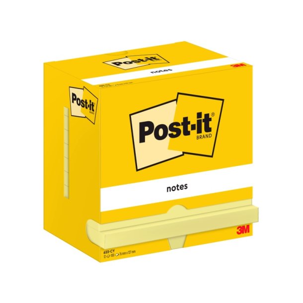 3M Post-it Notes - 76x127 - gul - 100 blade pr. blok - 12 stk.