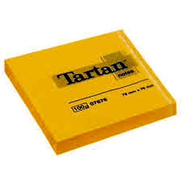 3M Tartan Notes - 76x76 - gul - 100 blade pr. blok - 1 stk.