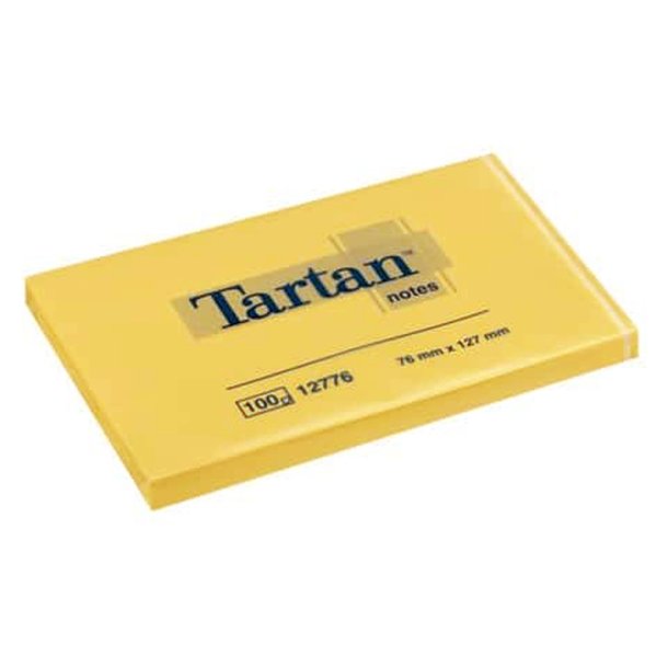 3M Tartan Notes - 76x127 - gul - 100 blade pr. blok - 1 stk.