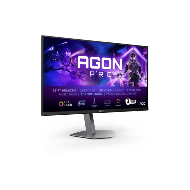 AOC AGON PRO AG276QZD2 skrm 26.7" - 2560 x 1440 Quad HD QD-OLED Gr
