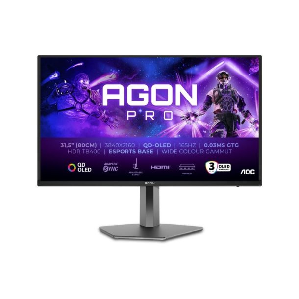 AOC AGON PRO AG326UD skrm 31.5" - 3840 x 2160 4K Ultra HD QD-OLED Sort
