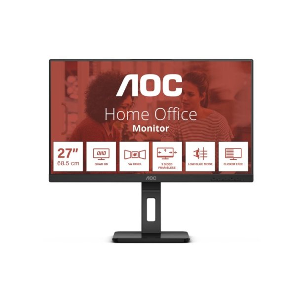 AOC Q27E3UMF skrm 27" - 2560 x 1440 Quad HD Sort