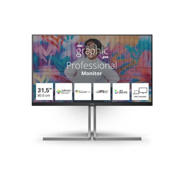 AOC U32U3CV skrm 31.5" - 3840 x 2160 4K Ultra HD LCD Sort