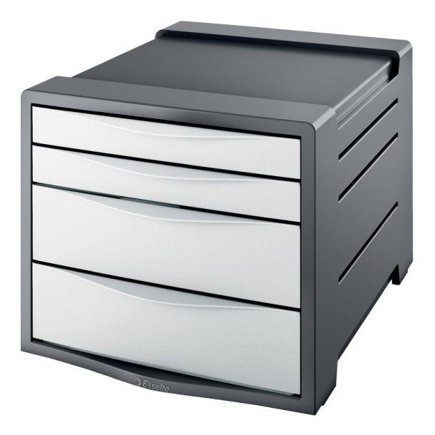 Esselte skuffekabinet A4 Vivida - 4 skuffer - Gr med hvide skuffer