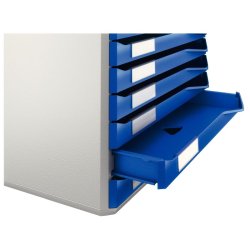 Leitz Skuffekabinet A4 10 skuffer - gr med bl skuffer