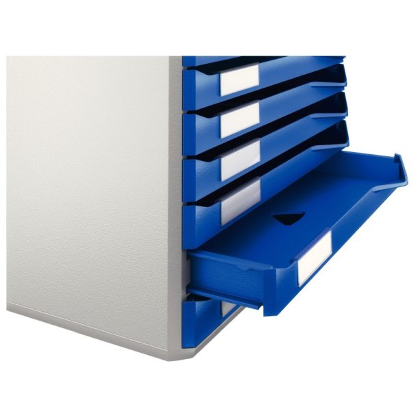 Leitz Skuffekabinet A4 10 skuffer - gr med bl skuffer