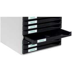 Leitz Skuffekabinet A4 10 skuffer - gr med sorte skuffer