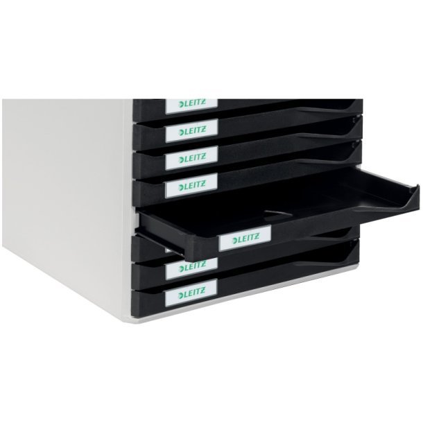 Leitz Skuffekabinet A4 10 skuffer - gr med sorte skuffer