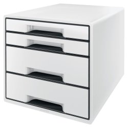 Leitz Skuffekabinet A4 Desk Cube - 4 skuffer - WOW hvid med sort