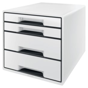 Leitz Skuffekabinet A4 Desk Cube - 4 skuffer - WOW hvid med sort