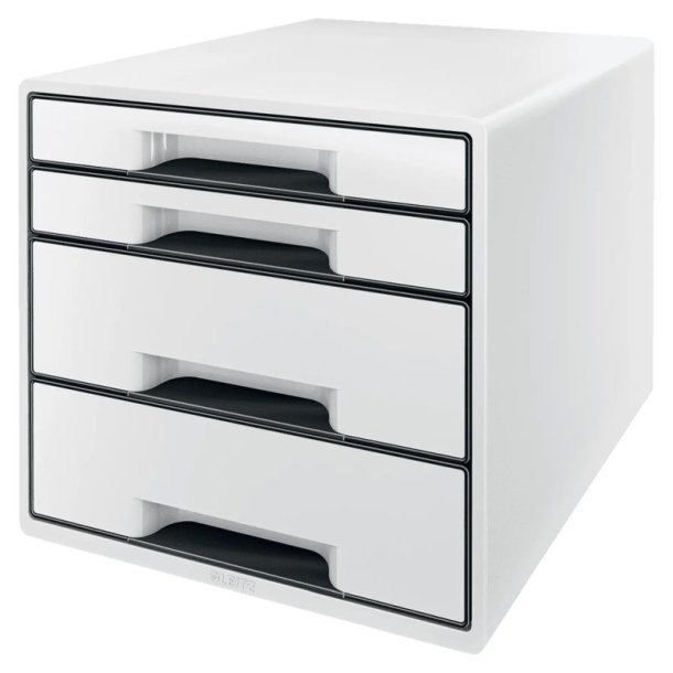 Leitz Skuffekabinet A4 Desk Cube - 4 skuffer - WOW hvid med sort