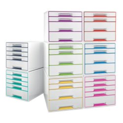 Leitz Skuffekabinet A4 Desk Cube - 5 skuffer - WOW hvid med grn