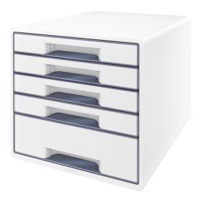 Leitz Skuffekabinet A4 Desk Cube - 5 skuffer - WOW hvid med gr