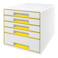 Leitz Skuffekabinet A4 Desk Cube - 5 skuffer - WOW hvid med Gul