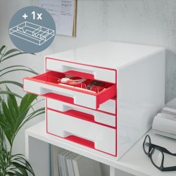 Leitz Skuffekabinet A4 Desk Cube - 5 skuffer - WOW hvid med rd