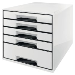 Leitz Skuffekabinet A4 Desk Cube - 5 skuffer - WOW hvid med sort