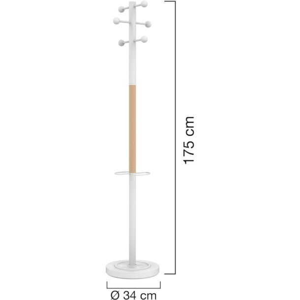 Unilux Access Stumtjener hvid - stl - 6 kroge - paraplyholder