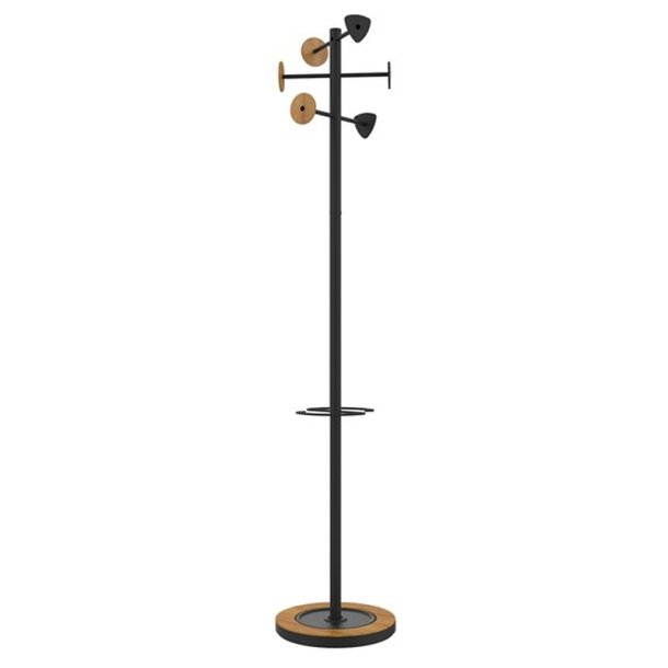 Unilux Bamboo Stumtjener Sort - stl - 6 kroge - paraplyholder