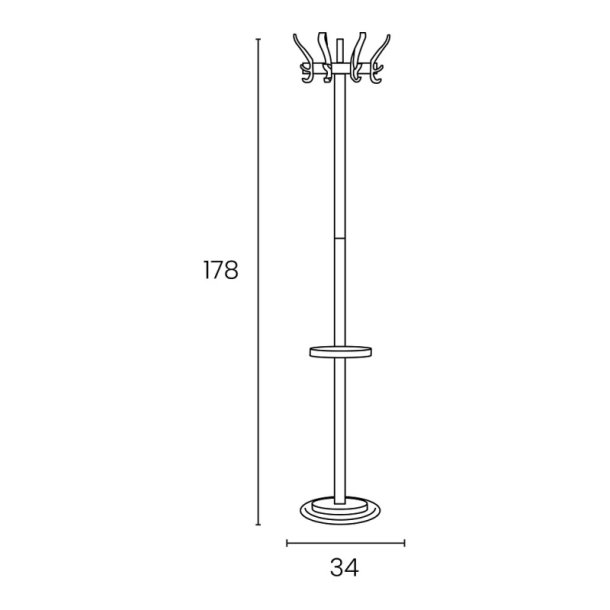 Unilux Cypres Stumtjener Sort - Alu - 8 kroge - paraplyholder