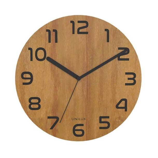 Unilux Palma Bambus Clock<br>Analog vgur i bambus<br>Diameter 30 cm