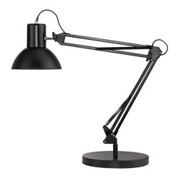 Unilux arkitektlampe Success - Sort 66cm kontorlampe - Drejelig dobbeltleddet arm