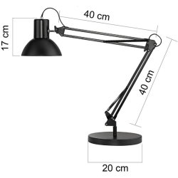 Unilux arkitektlampe Success - Sort kontorlampe - Drejelig dobbeltleddet arm