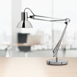 Unilux arkitektlampe Success - Slv kontorlampe - Drejelig dobbeltleddet arm