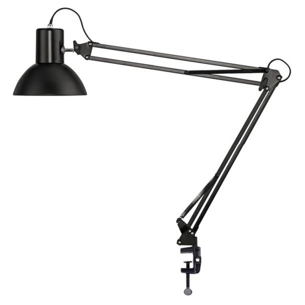 Unilux arkitektlampe Success - Sort kontorlampe - Drejelig dobbeltleddet arm