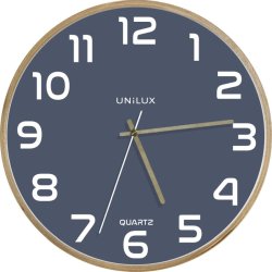 Unilux Baltic Silent Clock 31,5cm - Analog vgur i bl - trramme