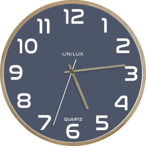 Unilux Baltic Silent Clock 31,5cm - Analog vgur i bl - trramme