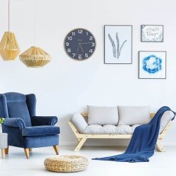 Unilux Baltic Silent Clock 31,5cm - Analog vgur i bl - trramme