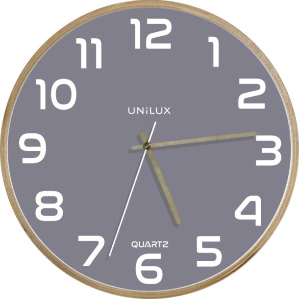 Unilux Baltic Silent Clock<br>Analog vgur Gr - trramme<br>Diameter 31,5 cm