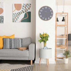 Unilux Baltic Silent Clock 31,5cm - Analog vgur i gr - trramme