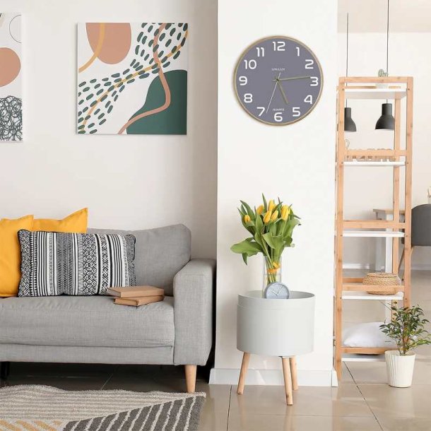 Unilux Baltic Silent Clock 31,5cm - Analog vgur i gr - trramme