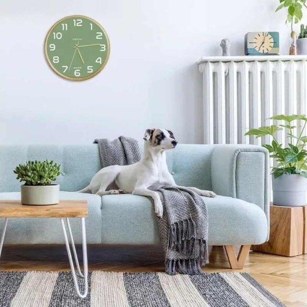 Unilux Baltic Silent Clock 31,5cm - Analog vgur i grn - trramme