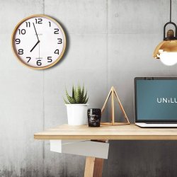 Unilux Baltic Silent Clock 31,5cm - Analog vgur i hvid - trramme