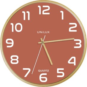 Unilux Baltic Silent Clock 31,5cm - Analog vgur brun - trramme