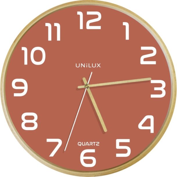 Unilux Baltic Silent Clock<br>Analog vgur brun - trramme<br>Diameter 31,5 cm