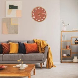 Unilux Baltic Silent Clock 31,5cm - Analog vgur brun - trramme