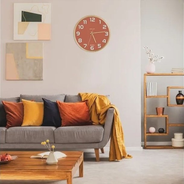 Unilux Baltic Silent Clock 31,5cm - Analog vgur brun - trramme